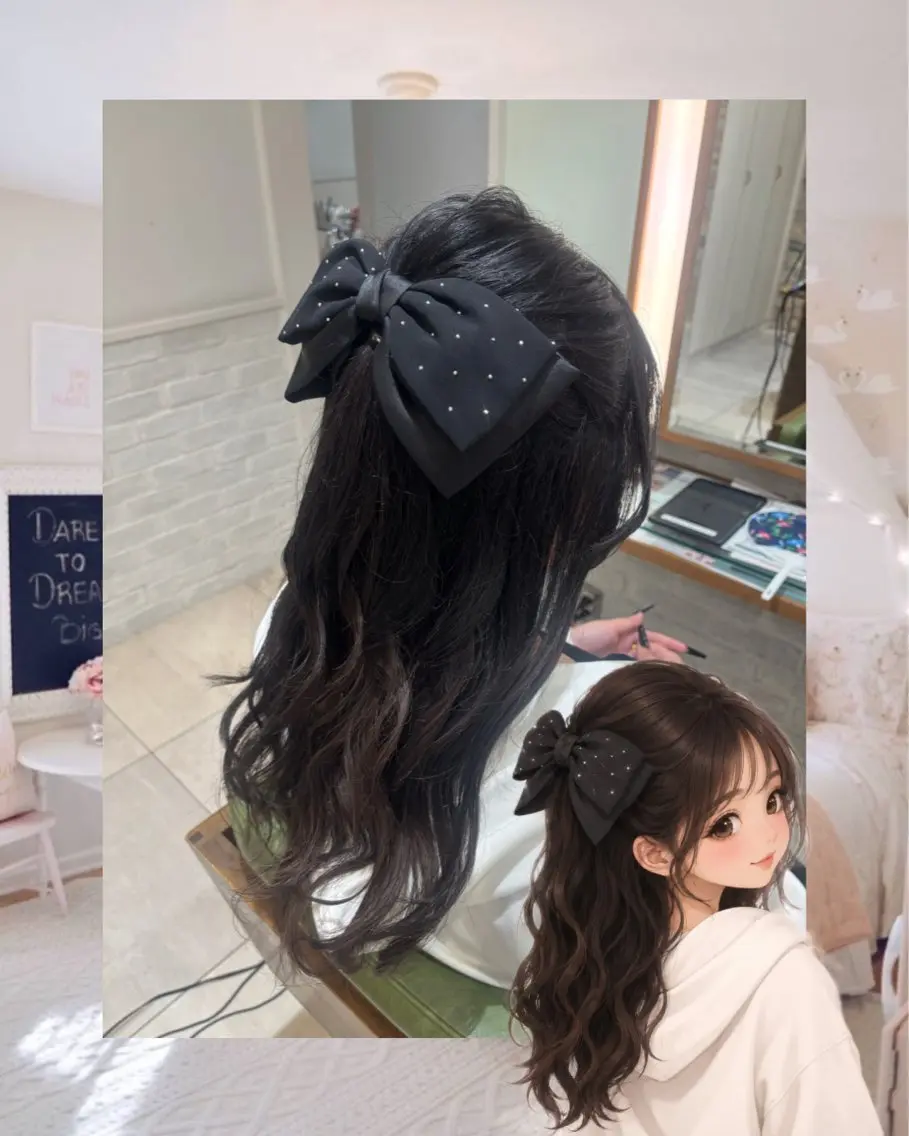 ロング ヘアアレンジ 夜会巻き ハーフアップ 結婚式・ブライダル ヘアセット 艶カラー✨ヘア アレンジ🎀Rianのヘアスタイル