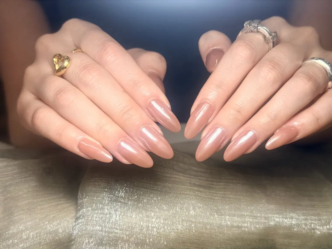 ネイル オーロラネイル ブルー チークネイル フットネイル フレンチネイル ハンドネイル GIN NAILのネイルデザイン