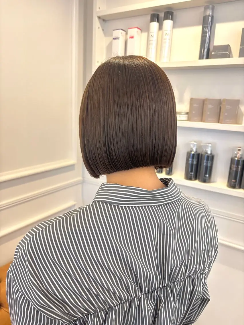 ショート 切りっぱなしボブ ボブ カット ヘアカラー トリートメント HARUKA🍒 toccaのヘアスタイル