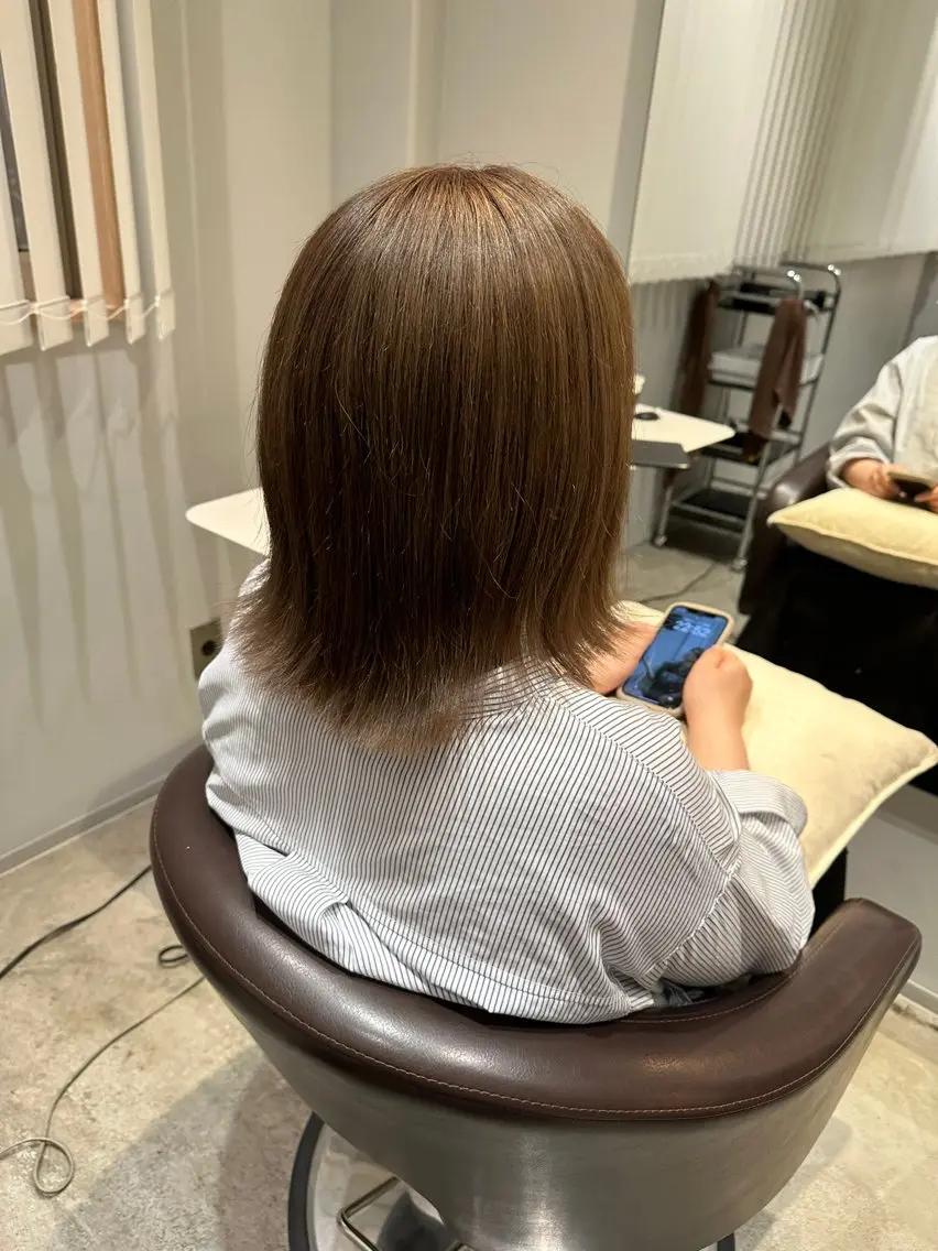 ミディアム カラー 髪質改善ストレート 中林優太のヘアスタイル