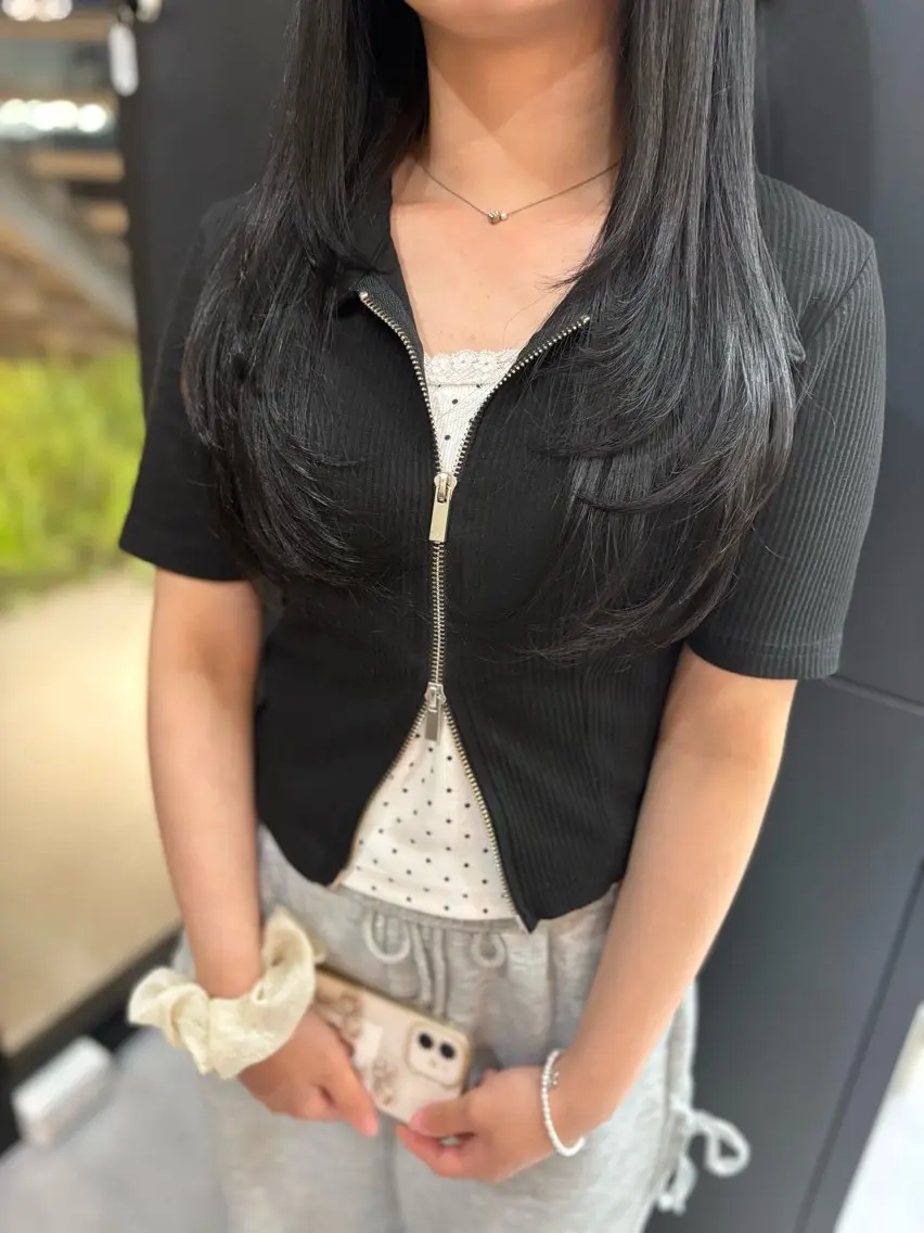 ロング カラー カット ヘアカラー かわうち れなのヘアスタイル