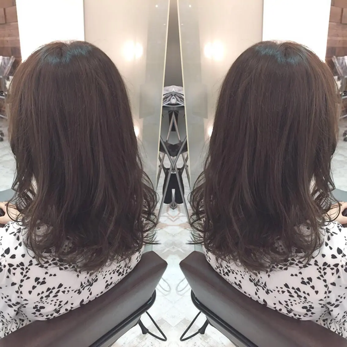 ミディアム セミロング カラー グレージュ イルミナカラー 青木 茂樹⭐️ 透明感カラーのヘアスタイル