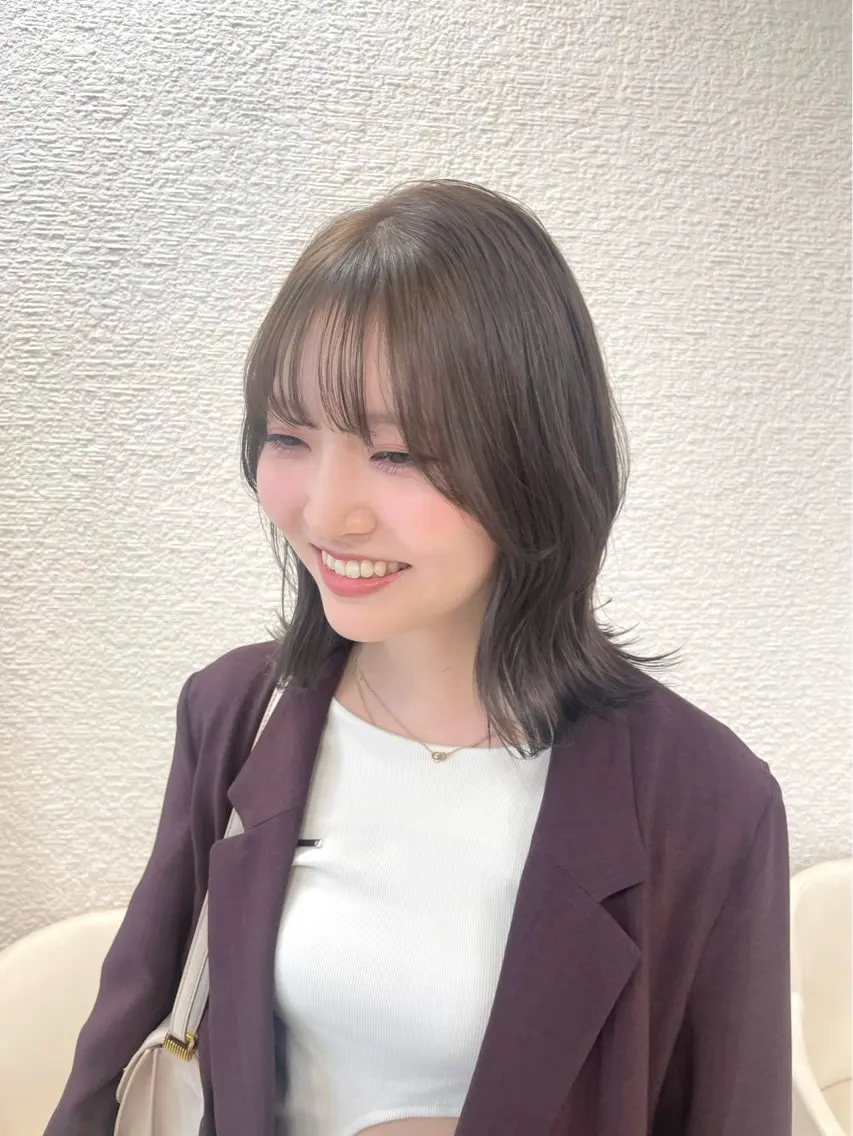 ミディアム カラー ブリーチなしダブルカ ラー🎀透明感/AOのヘアスタイル