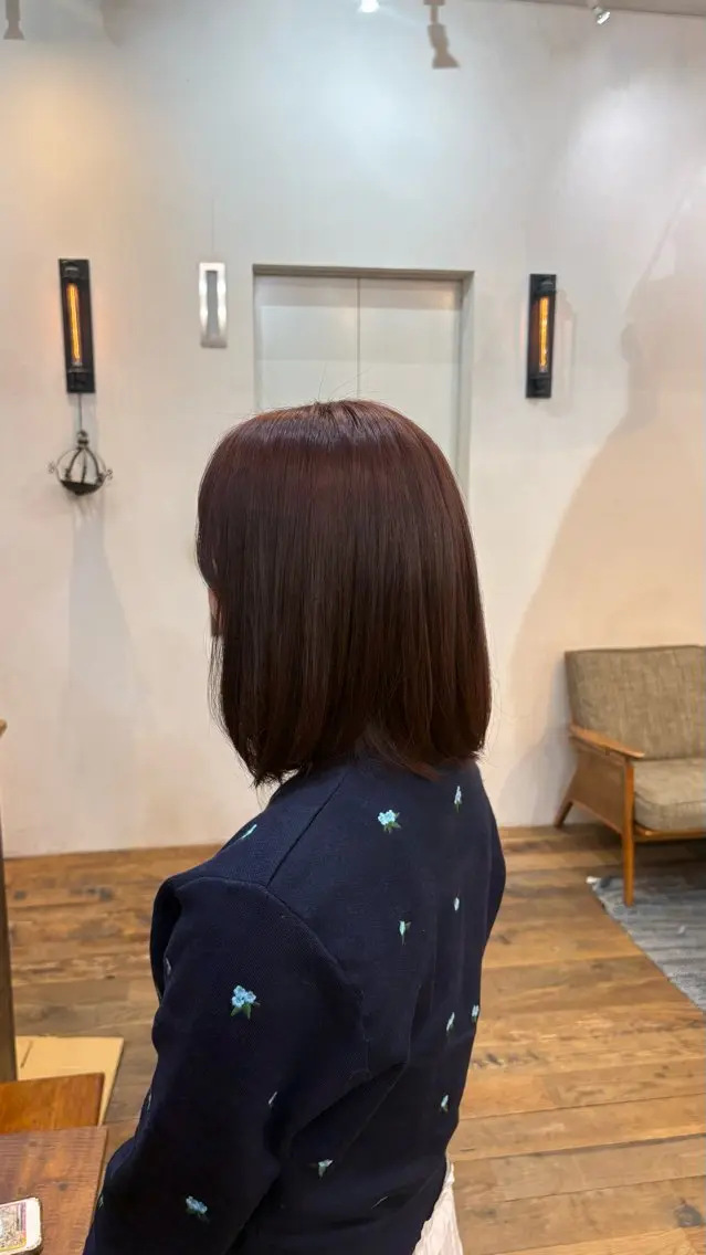 ミディアム ピンクブラウン ヘアカラー パーマ/ 艶カラー/カイのヘアスタイル
