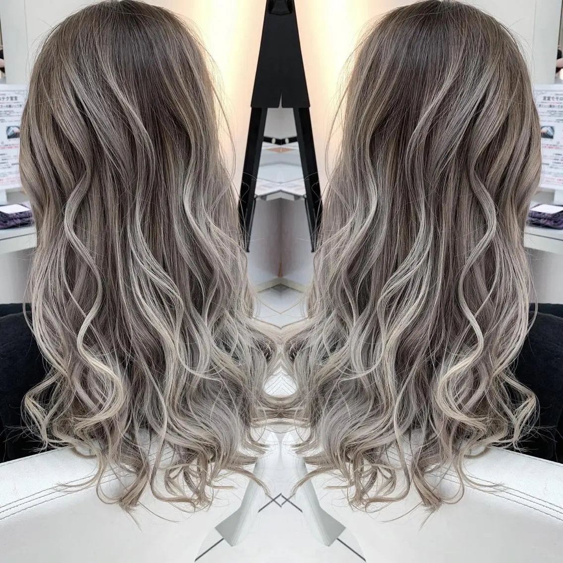 ロング カラー バレイヤージュ レイヤーカット カット ヘアカラー ブリーチ/バレイヤ ージュ川端裕司のヘアスタイル