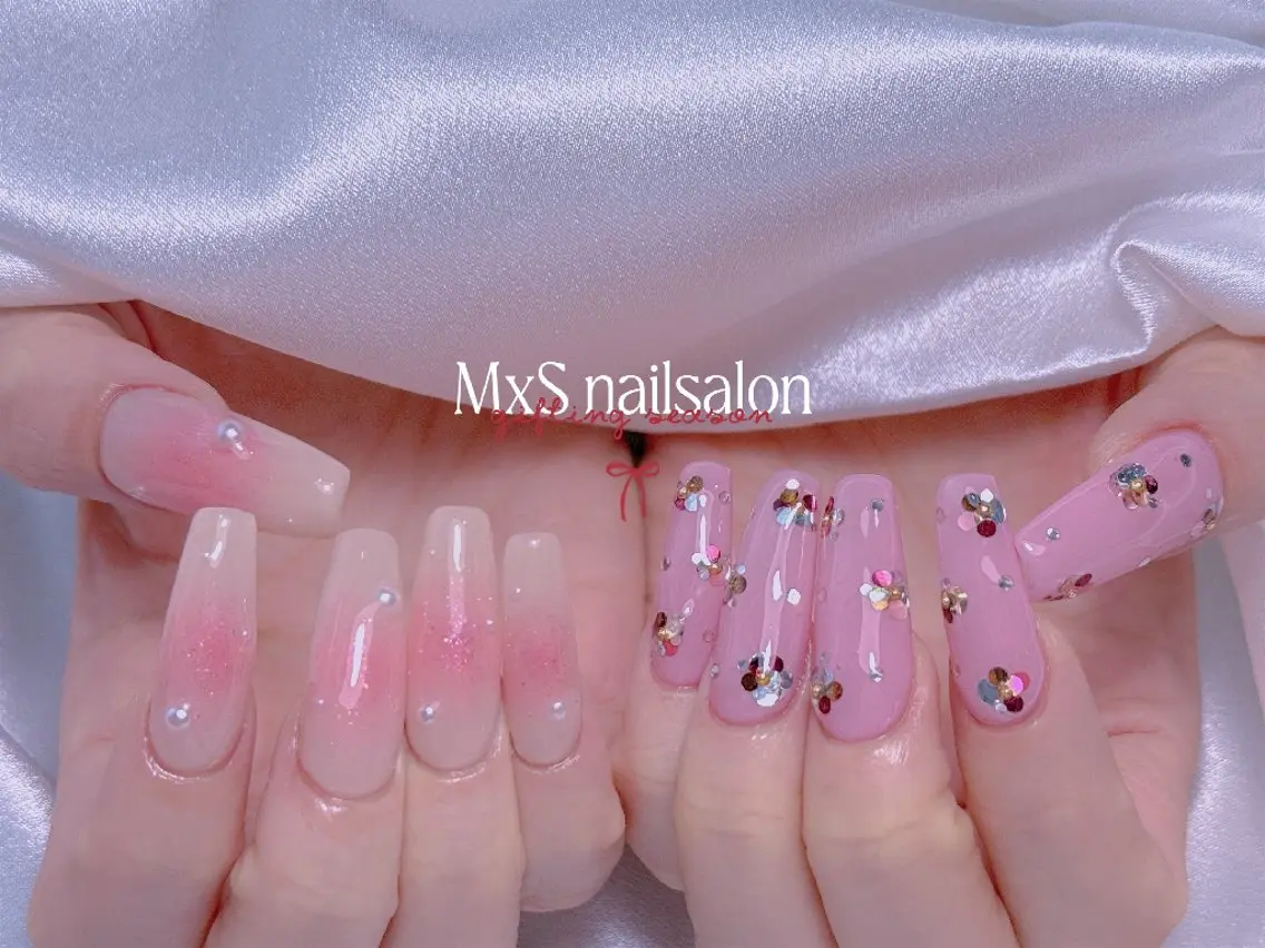 ネイル ジェルネイル マグネットネイル パラジェル 春ネイル ワンホンネイル ハンドネイル M×S Nail みなのネイルデザイン