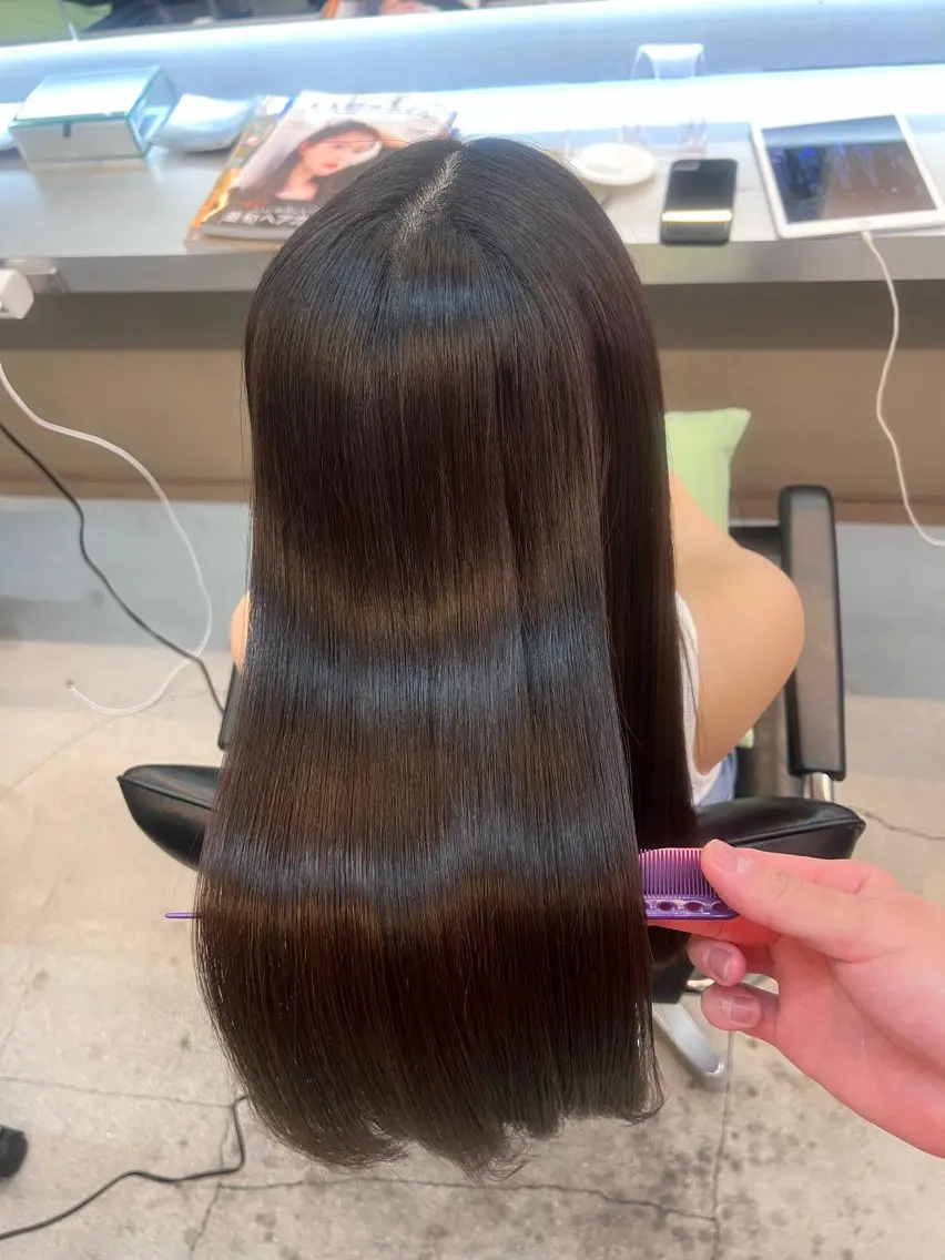 ミディアム 縮毛矯正 トリートメント 乾かすだけでまとまる /髪質改善西村涼太のヘアスタイル