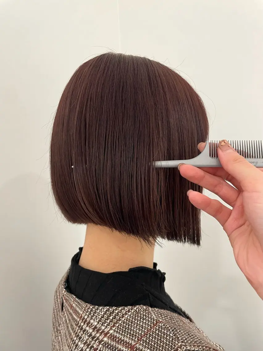 ミディアム ボブ カット ヘアカラー 🎟艶髪/暖色カラー /レイヤー🎀くるみのヘアスタイル