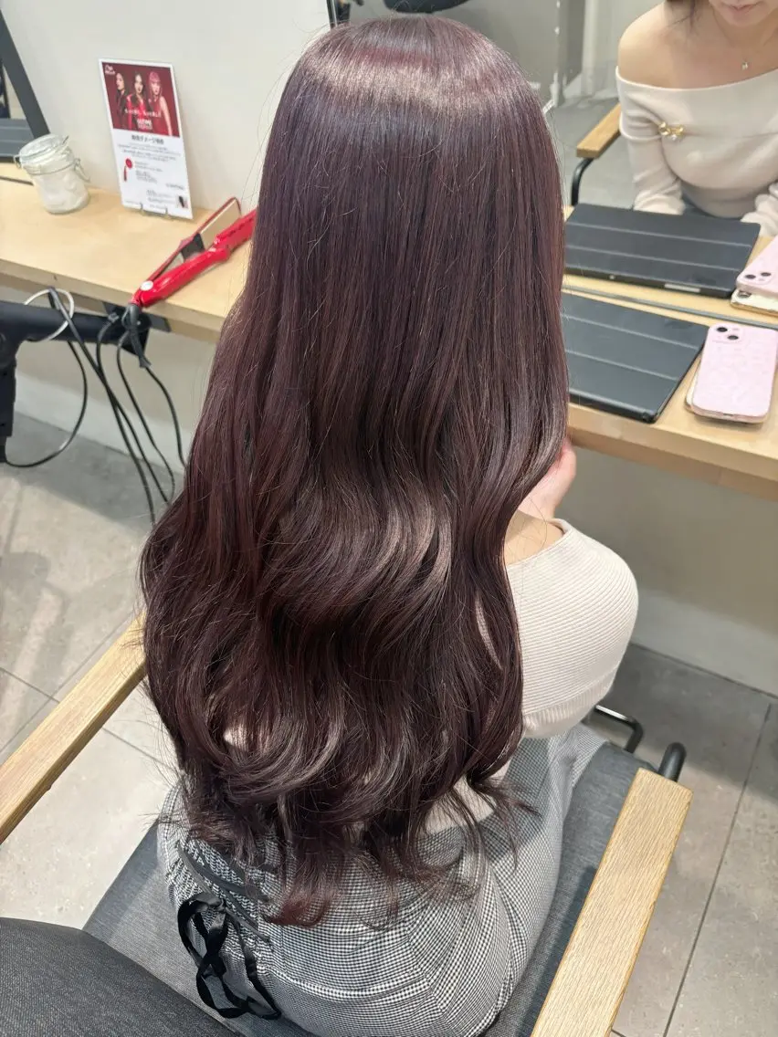 ロング カラー グレージュ ラベンダーカラー ラベンダーグレージュ ラベンダーグレー ピンクカラー オリーブカラー/ ピンクカラー/みさきのヘアスタイル