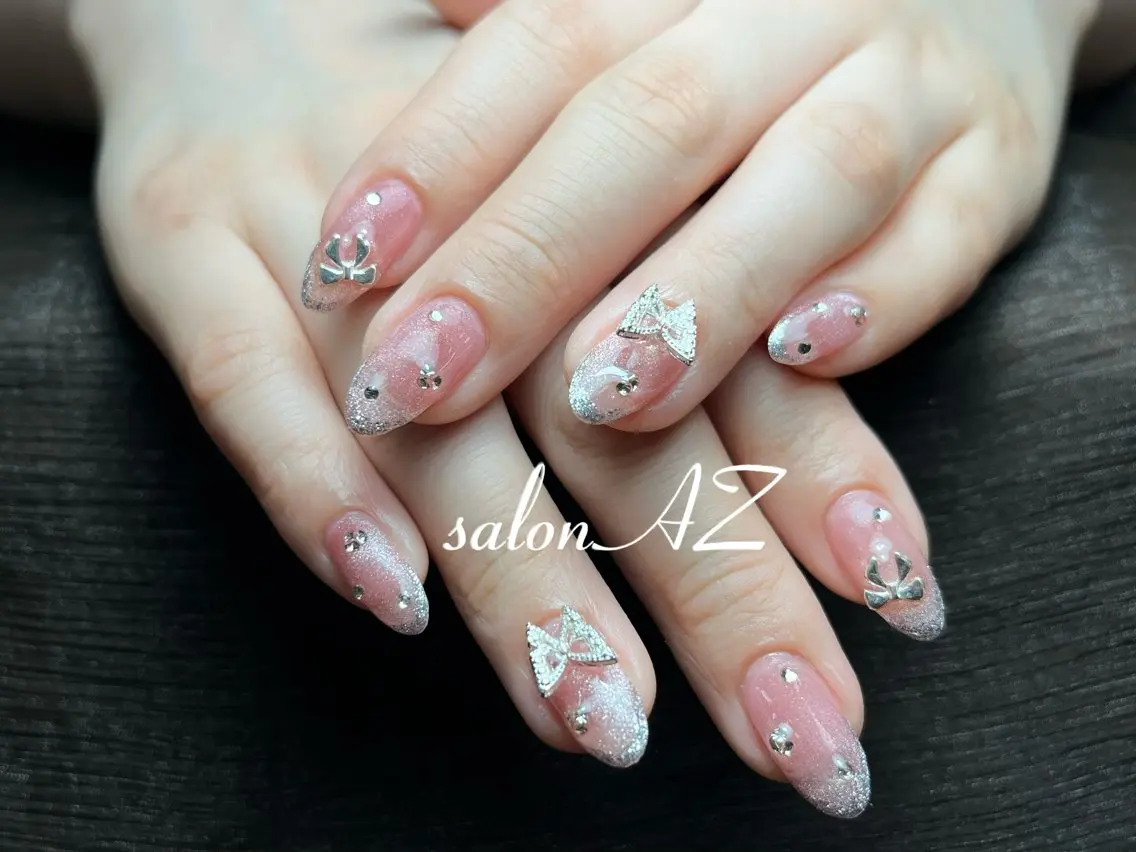 ネイル 桜ネイル 長さ出し フットネイル フレンチネイル ジェルネイル ハンドネイル salon AZのネイルデザイン