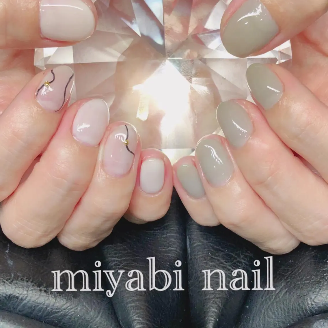 ネイル アートネイル ブラウン 長さ出し ジェルネイル 持ち込み ハンドネイル miyabi nail 桂川駅近くのネイルデザイン
