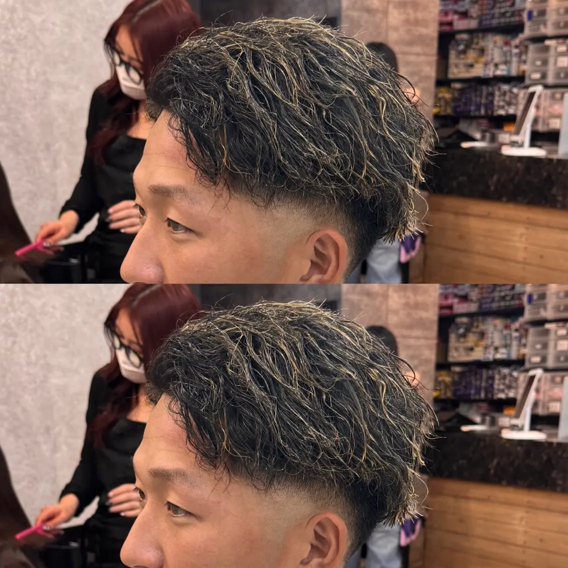 ミディアム カラー パーマ メンズ キッズ 🌟短髪指名No.1 泰成/フェード🌟のヘアスタイル