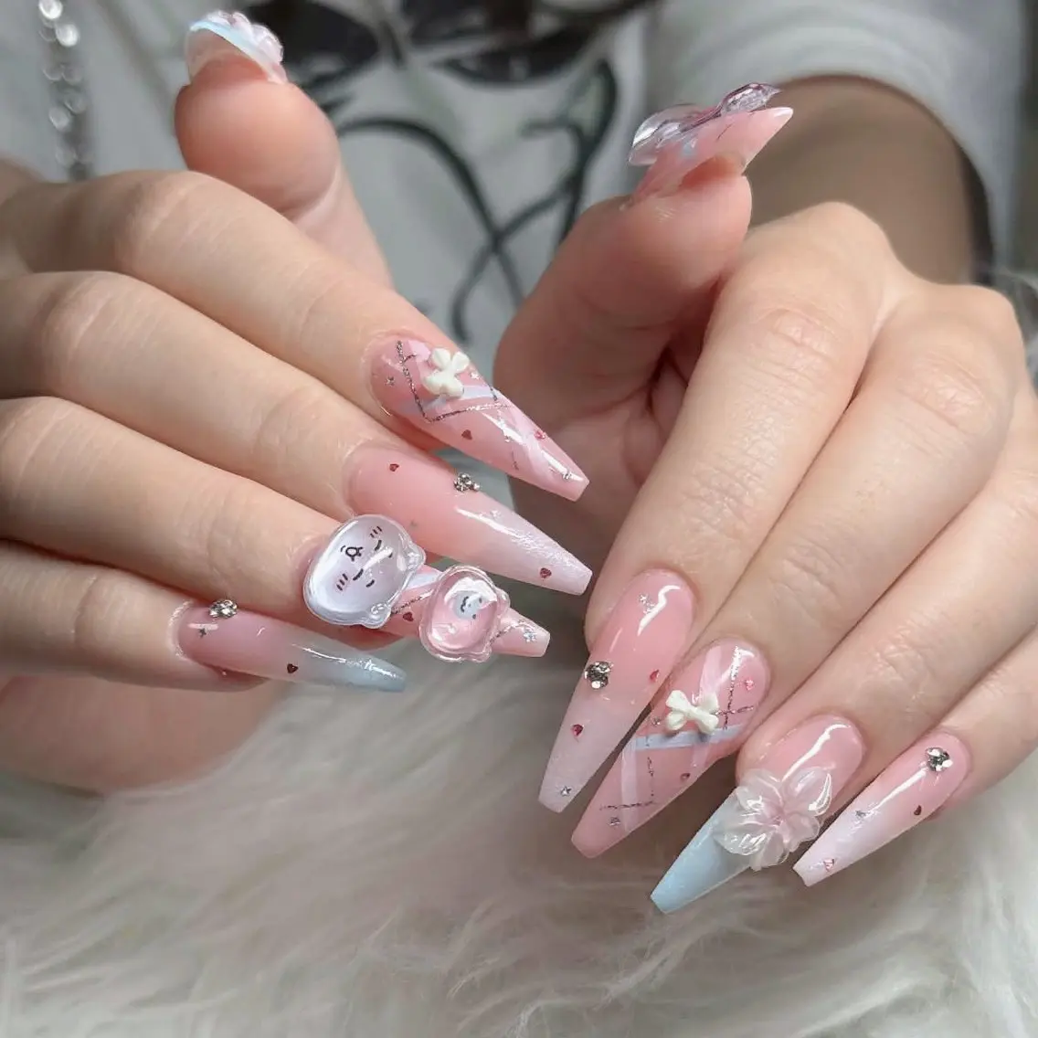 ネイル フットネイル フレンチネイル グラデーション 韓国ネイル ロングネイル ハンドネイル Hani Nail Salonのネイルデザイン