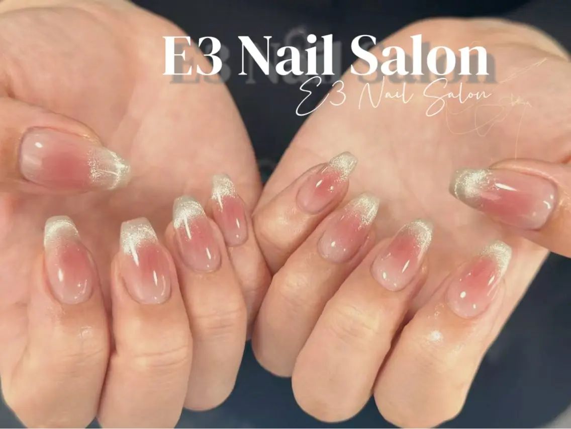 ネイル 桜ネイル フレンチネイル ジェルネイル ガラスフレンチ グラデーション ハンドネイル E3 Nail Salonのネイルデザイン