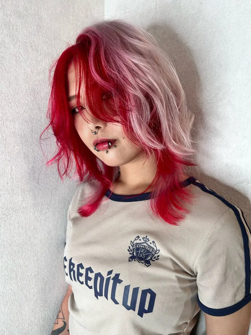 ミディアム ミストバング エクステ/ハイトーン /ミサキのヘアスタイル