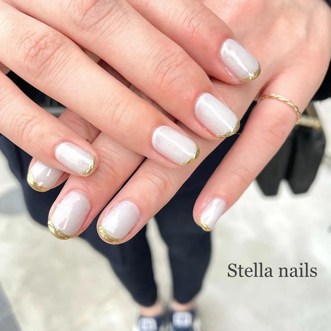 ネイル フレンチネイル マグネットネイル ミラーネイル Stella nailsのネイルデザイン
