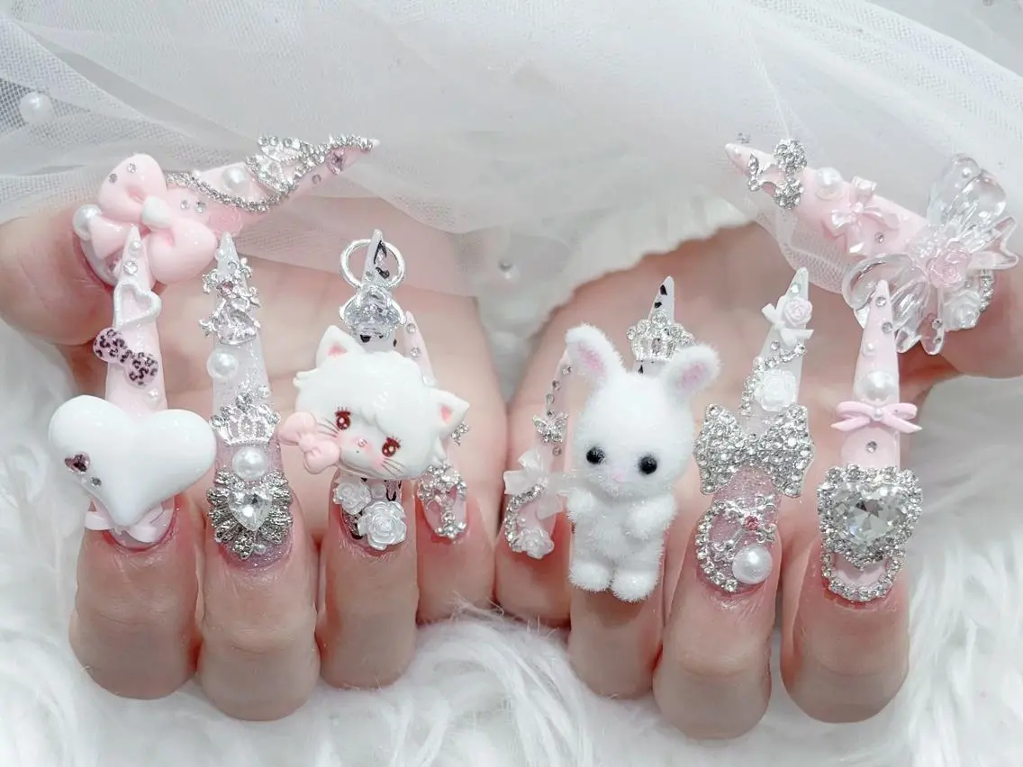 ネイル チークネイル 長さ出し キラキラネイル 韓国ネイル ロングネイル ハンドネイル フットネイル KTNail 🎀 長さ出し専門店のネイルデザイン