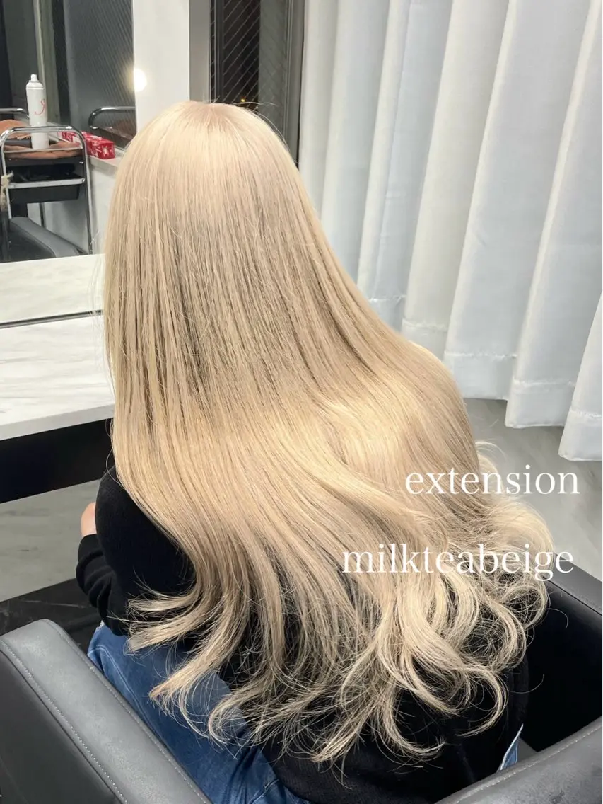 ロング カラー エクステ エクステ🩵ブリーチ 韓国ヘア🩵KAEのヘアスタイル