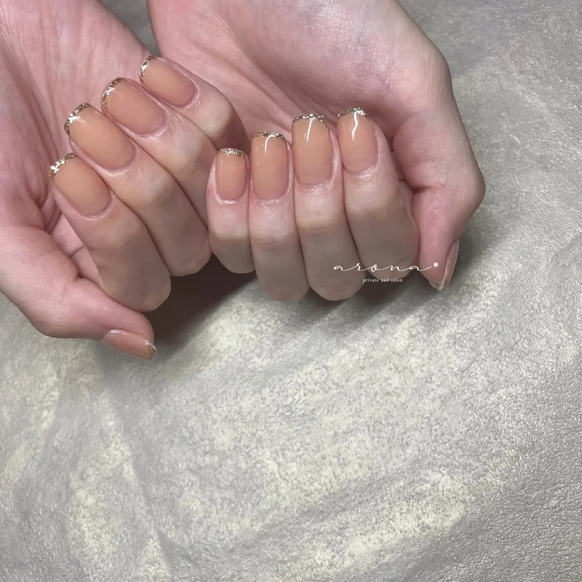 ネイル フレンチネイル キラキラネイル ラメ(グリッター) ニュアンスネイル オフィスネイル ハンドネイル nail salon ✷aronaのネイルデザイン