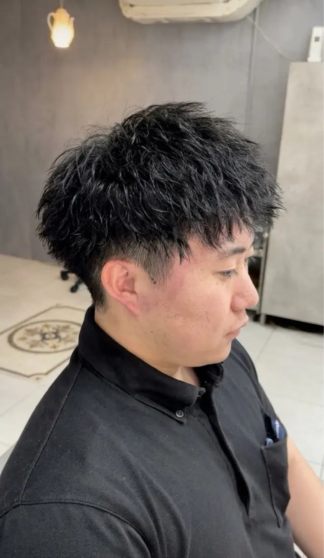 パーマ メンズ カット パーマ 颯/レイヤー/ボブ レディースモデルのヘアスタイル