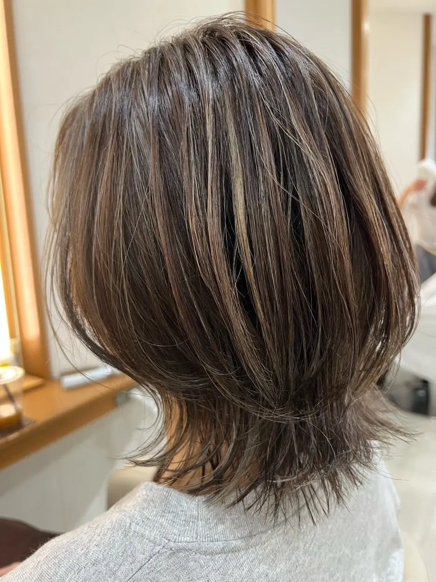 ミディアム くびれヘア ハイライト ✨ナチュラル✨ 佐藤隆志のヘアスタイル