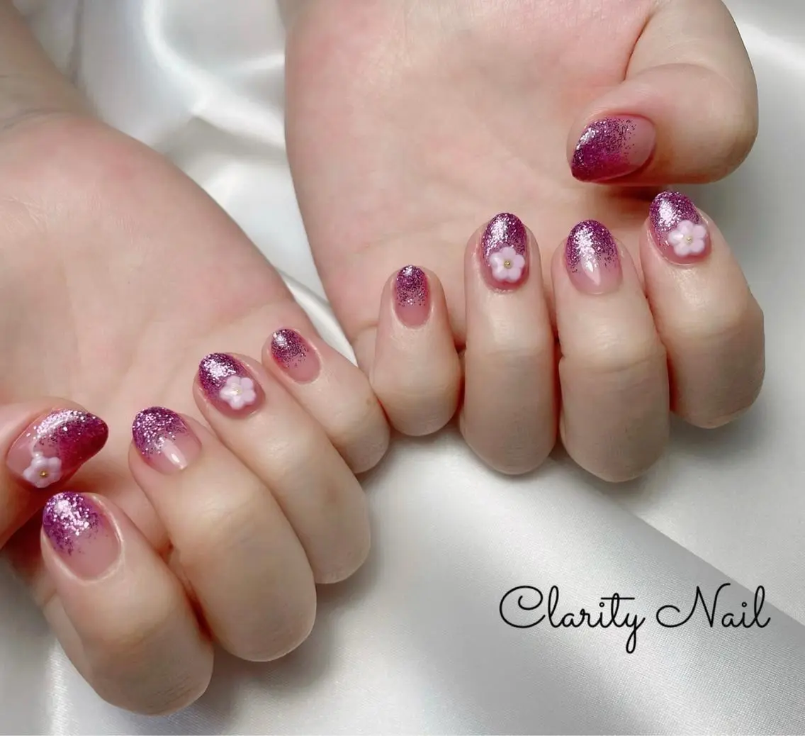 ネイル グラデーション ラメ(グリッター) ラメグラデーション ハンドネイル Clarity Nailのネイルデザイン
