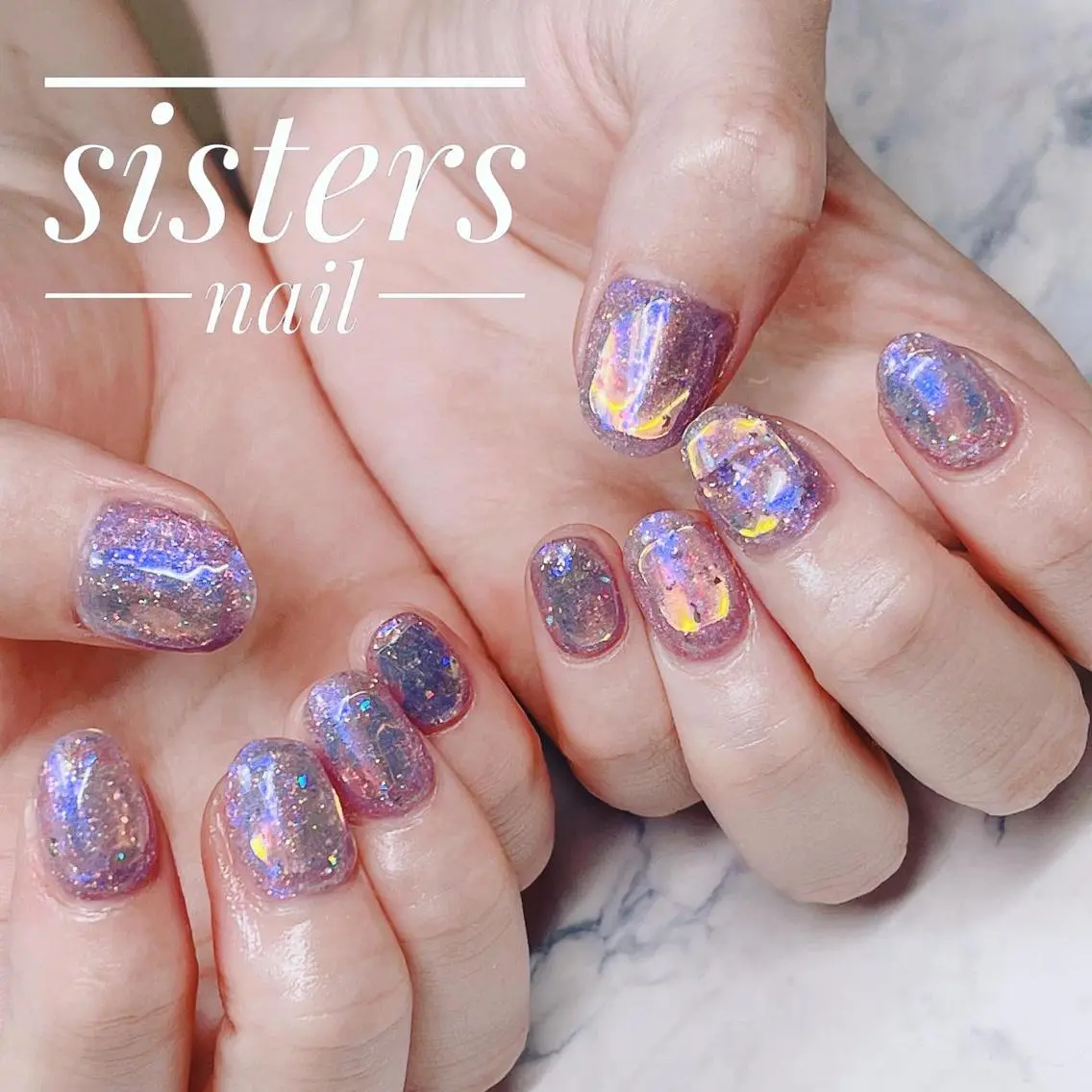 ネイル アートネイル オーロラネイル 氷ネイル・うるうるネイル キラキラネイル 韓国ネイル sisters nail.fのネイルデザイン