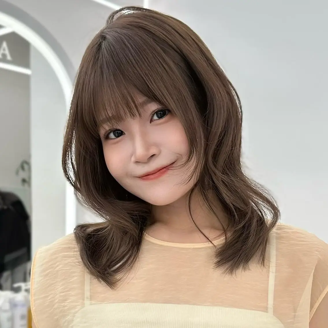 ミディアム カラー トリートメント 前髪/似合わせカット COA こも.のヘアスタイル