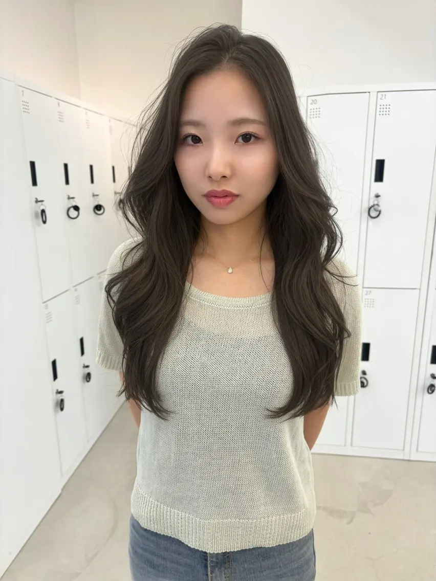 ロング カラー カット ヘアカラー トリートメント 韓国風レイヤーカット 松葉翔のヘアスタイル