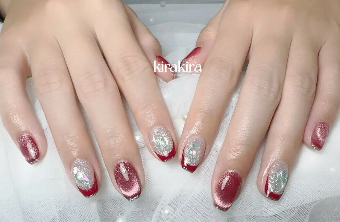ネイル 入学式 フットネイル 卒業式 キラキラネイル マグネットネイル Kirakira Nail salonのネイルデザイン