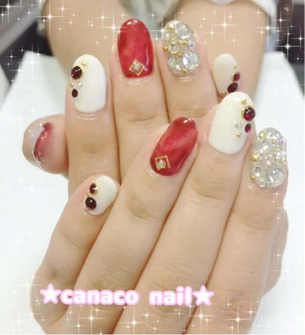 ネイル ストーンネイル ハンドネイル ハンドケア ベテランネイル cnc  nailのネイルデザイン