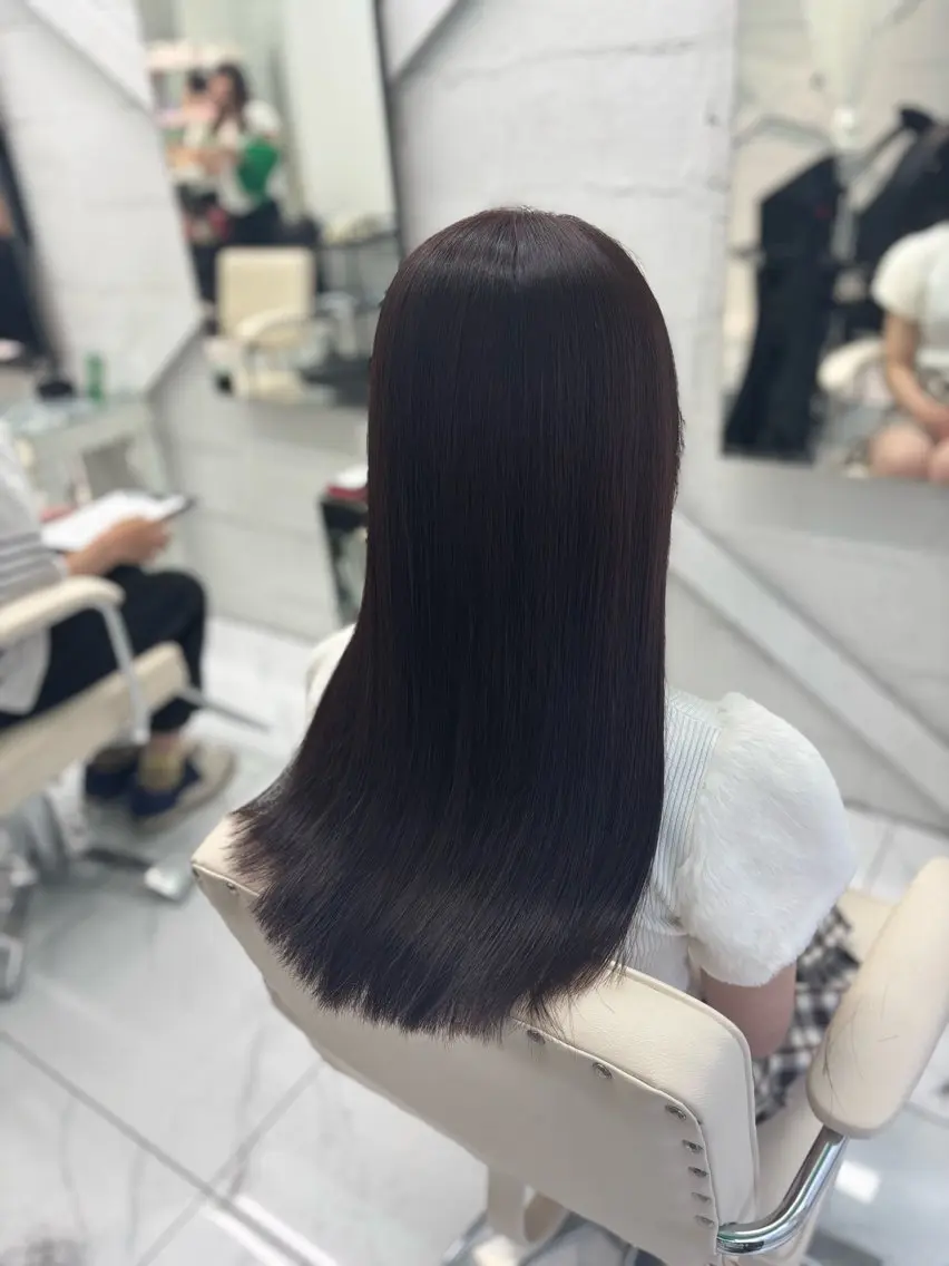 ロング カット ヘアカラー トリートメント ヘッドスパ 透明感ツヤカラー/ 縮毛矯正/静岡のヘアスタイル