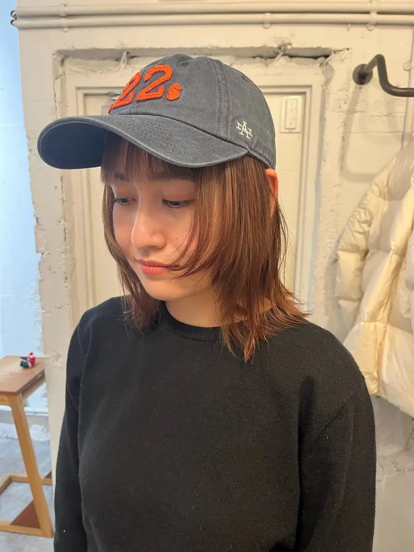 ミディアム カラー パーマ ヘアアレンジ レイヤーカット ✴︎UNU ✴︎モエカのヘアスタイル