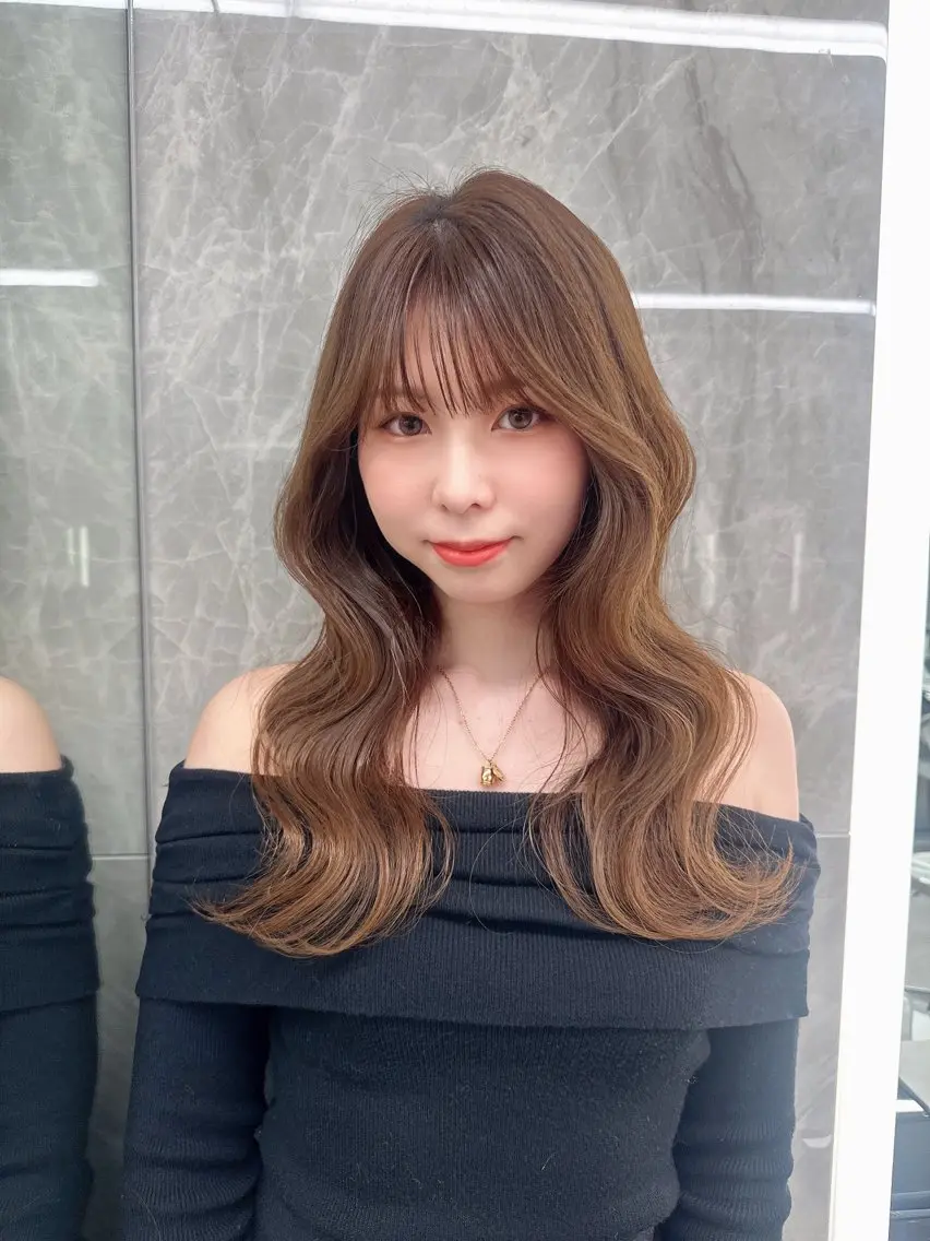 セミロング ヘアカラー トリートメント 🍑韓国風レイヤー 🍑莉子のヘアスタイル