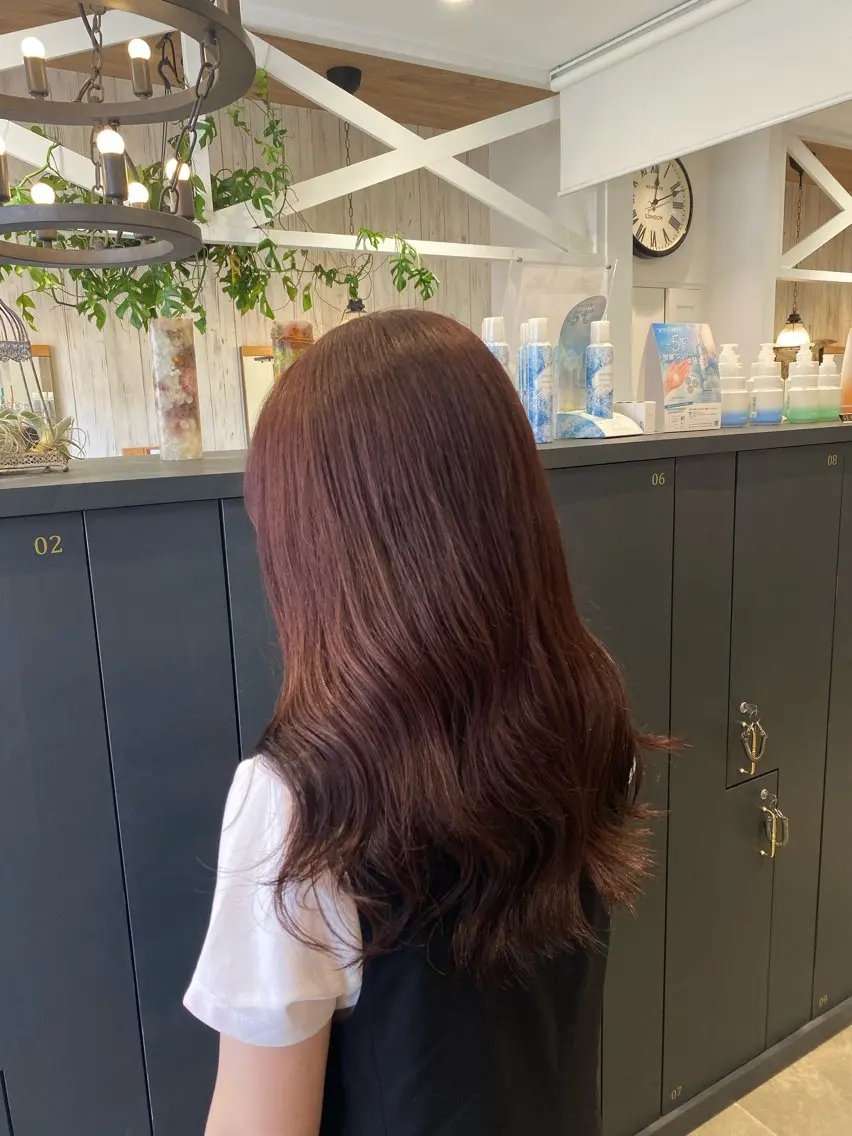 ロング カラー ブラウンカラー レッドカラー レッドブラウン カット ヘアカラー トリートメント 柴田 枝利子のヘアスタイル