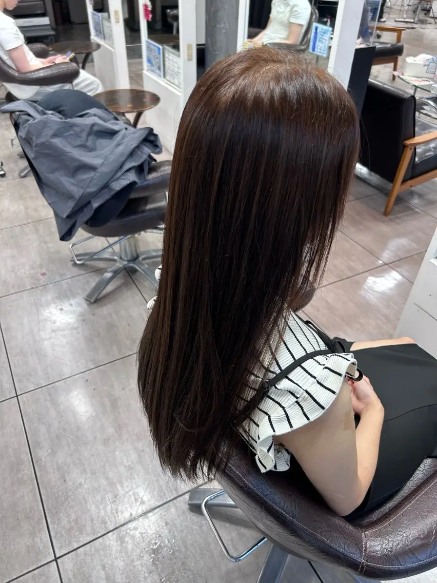 ロング カラー ブリーチ ブラウンカラー ブリーチなしカラー 🎀艶カラー🎀 よしいあまねのヘアスタイル