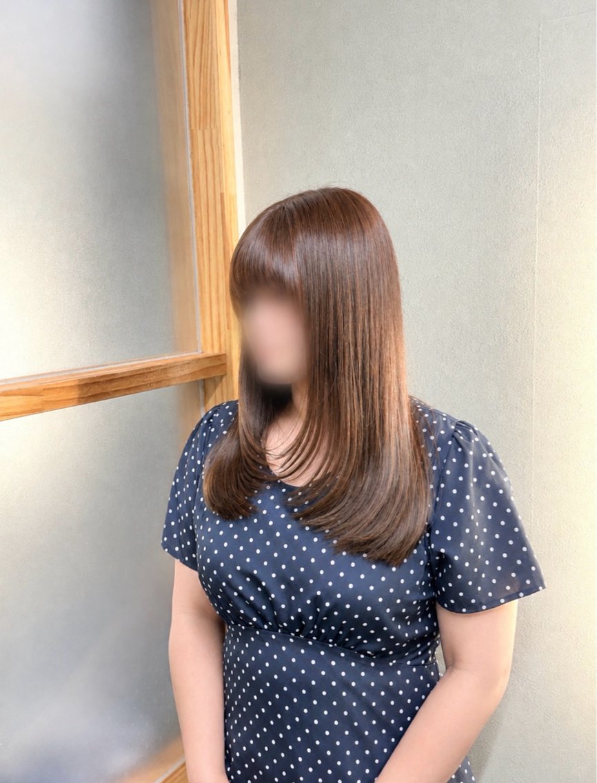 ミディアム カラー カット ヘアカラー 透明感カラー/艶々髪 /縮毛矯正/シモのヘアスタイル