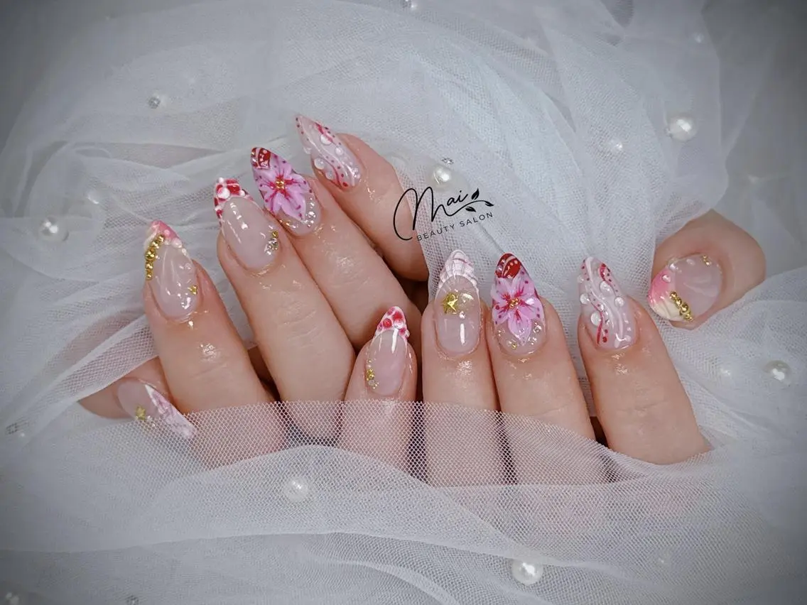 ネイル チークネイル クリアネイル フラッシュネイル フレンチネイル ハート MaiBeauty Niのネイルデザイン