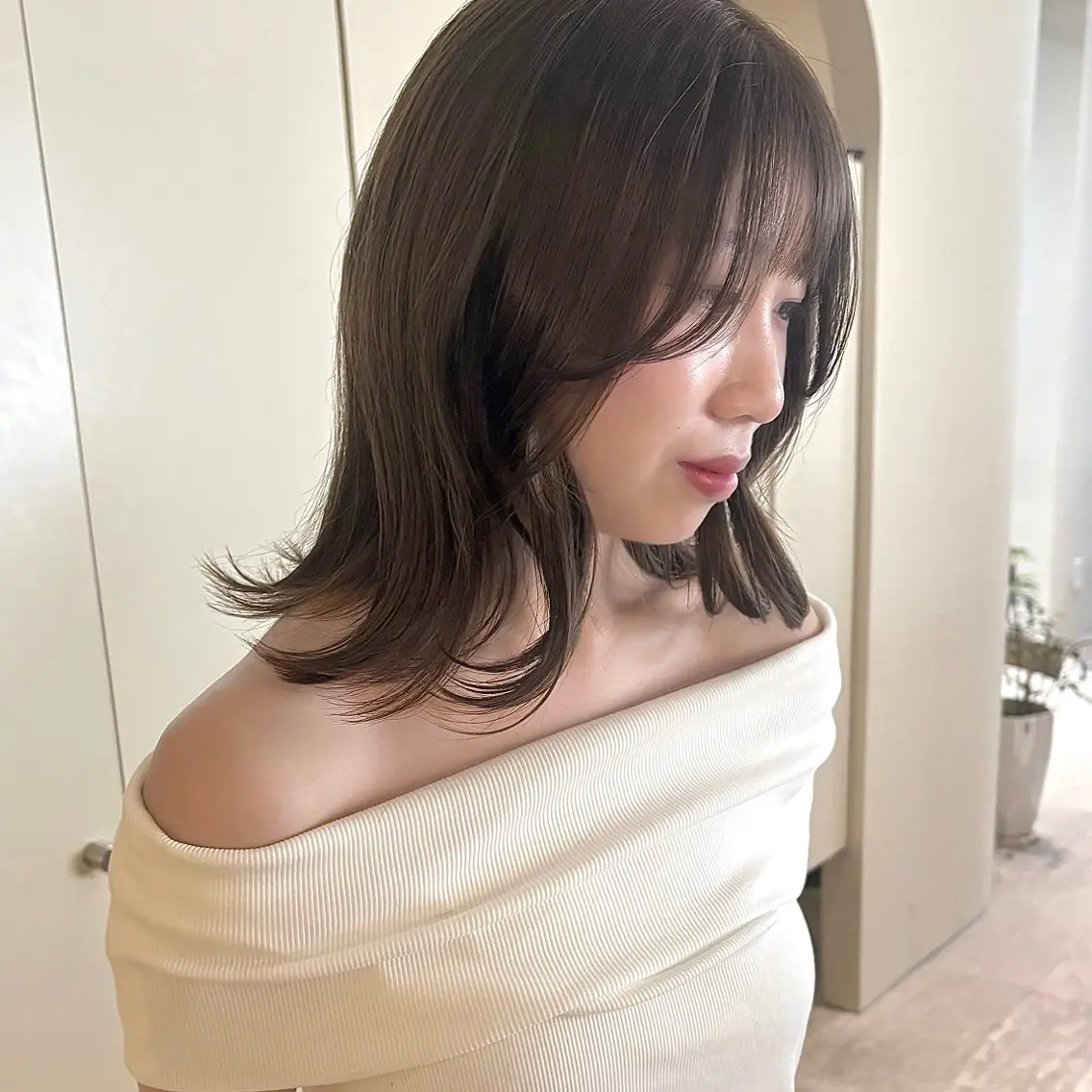 ミディアム カット ヘアカラー トリートメント hana🩰髪質改善 /透明感カラーのヘアスタイル