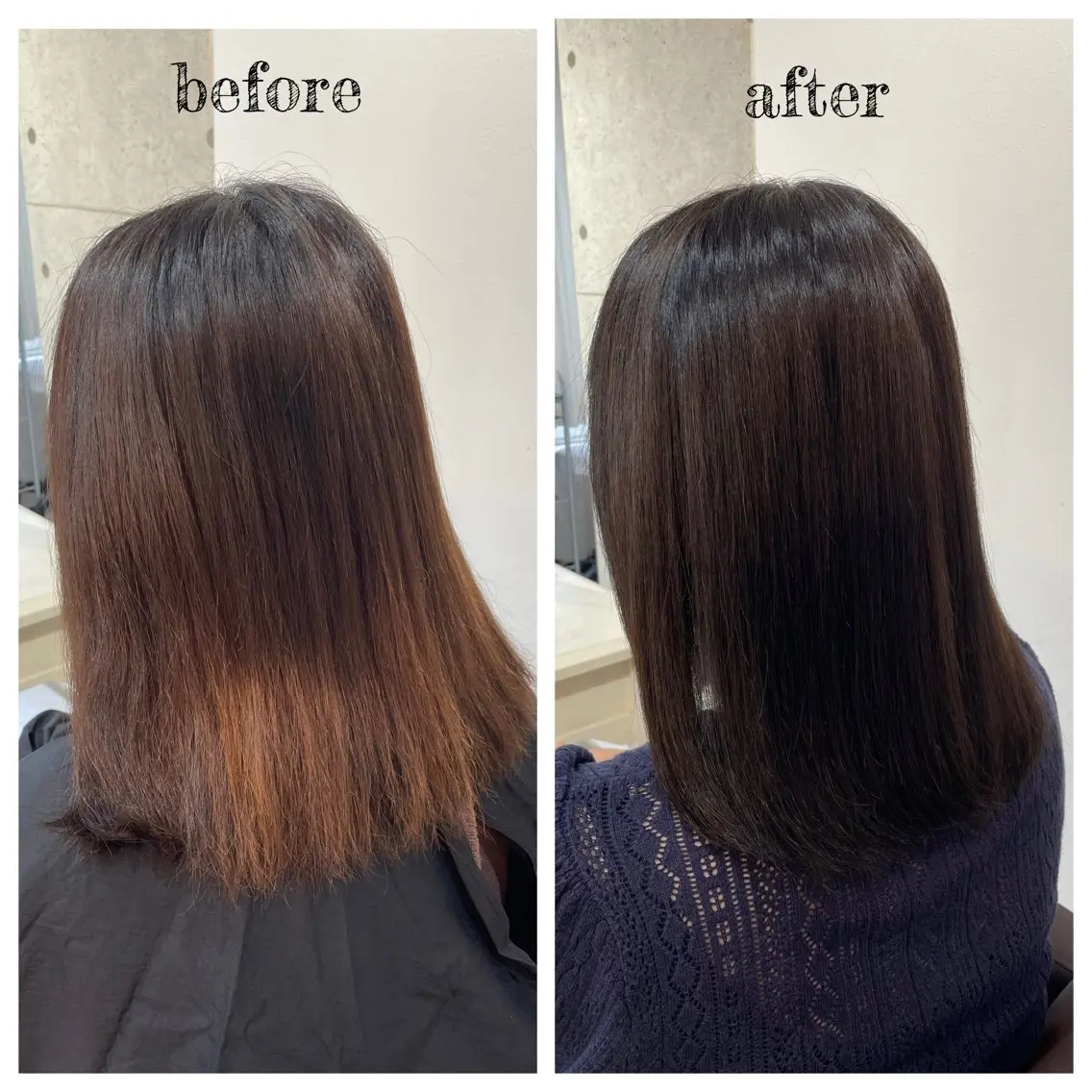 ミディアム カラー 黒髪 ブルーカラー ブルーブラック ヘアカラー PutiLuca 浅川のヘアスタイル