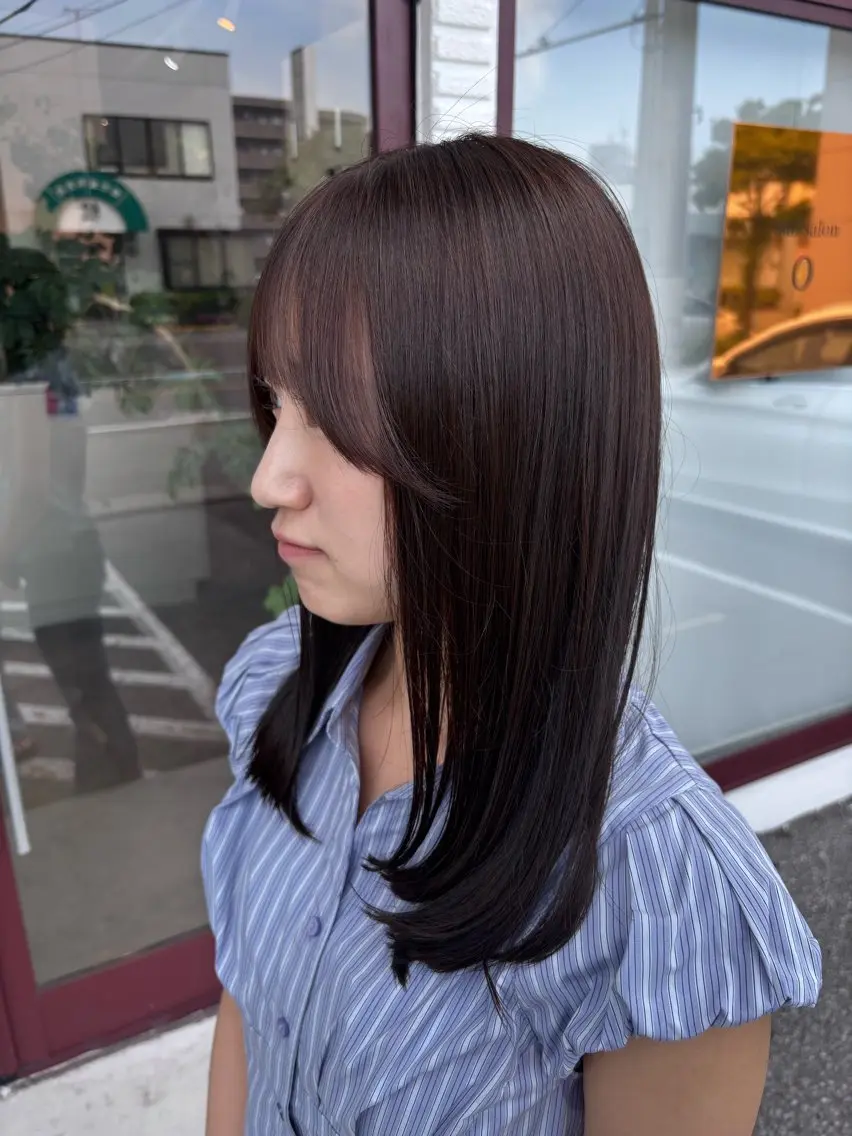ミディアム チョコレートブラウン カット ヘアカラー トリートメント ྀི akane   ྀིのヘアスタイル