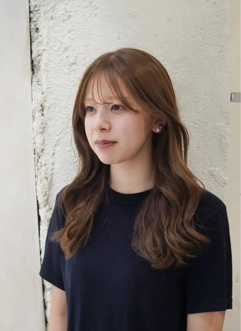 ミディアム カラー ベージュカラー ヘーゼル ヘアカラー トリートメント 透けヘア/艶ベージュ ヘアセット/nagiのヘアスタイル