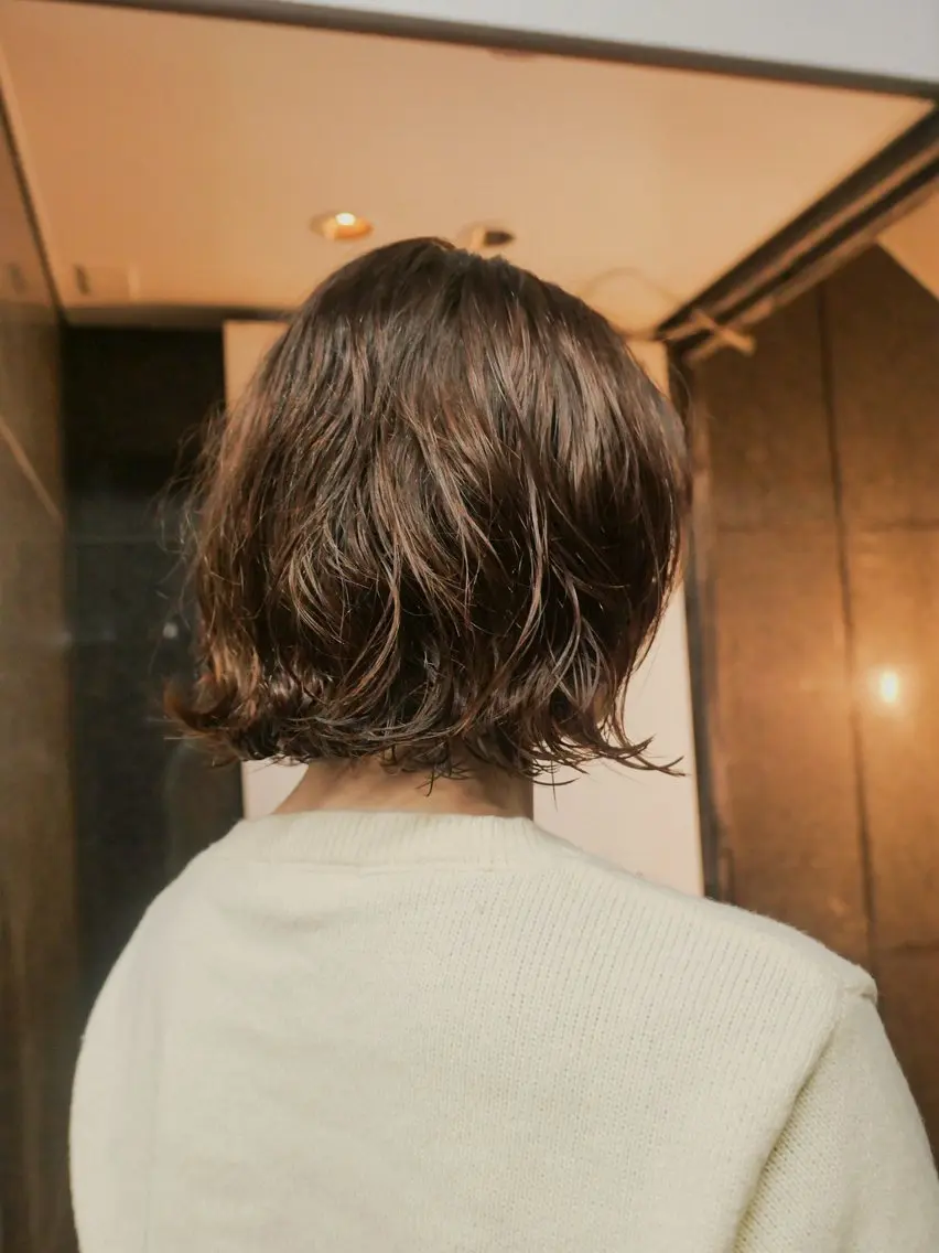 ショート カラー パーマ ボブ トリートメント ニュアンスパーマ カット ヘアカラー パーマ トリートメント 🌿ボブ パーマ高橋啓太🌿のヘアスタイル