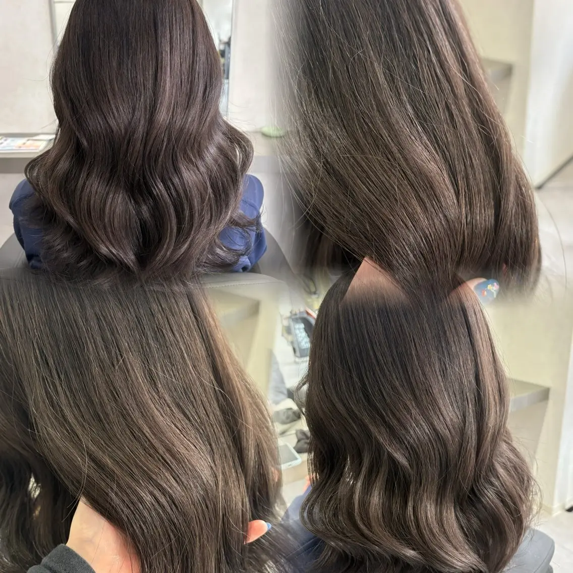 ミディアム カラー ヘアアレンジ 透明感カラー グレージュ ラベンダーカラー ラベンダーグレージュ ラベンダーグレー 透明感カラー/顔周り カット🌸サクラ🌸のヘアスタイル