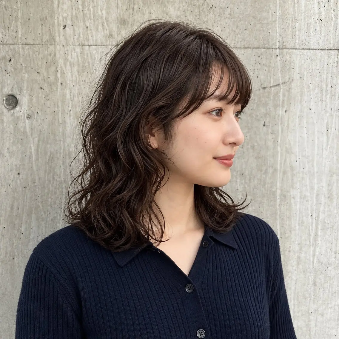 ミディアム パーマ ミディアムパーマ ボブ デジタルパーマ カット パーマ NAGANO/朝ラク くせ毛風デジパのヘアスタイル