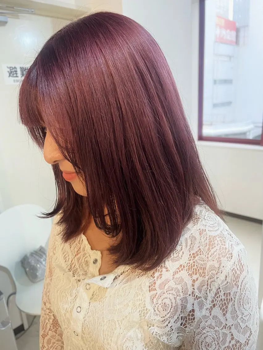カラー カシス ヘアカラー Sherry/R 三川町 ayakaのヘアスタイル