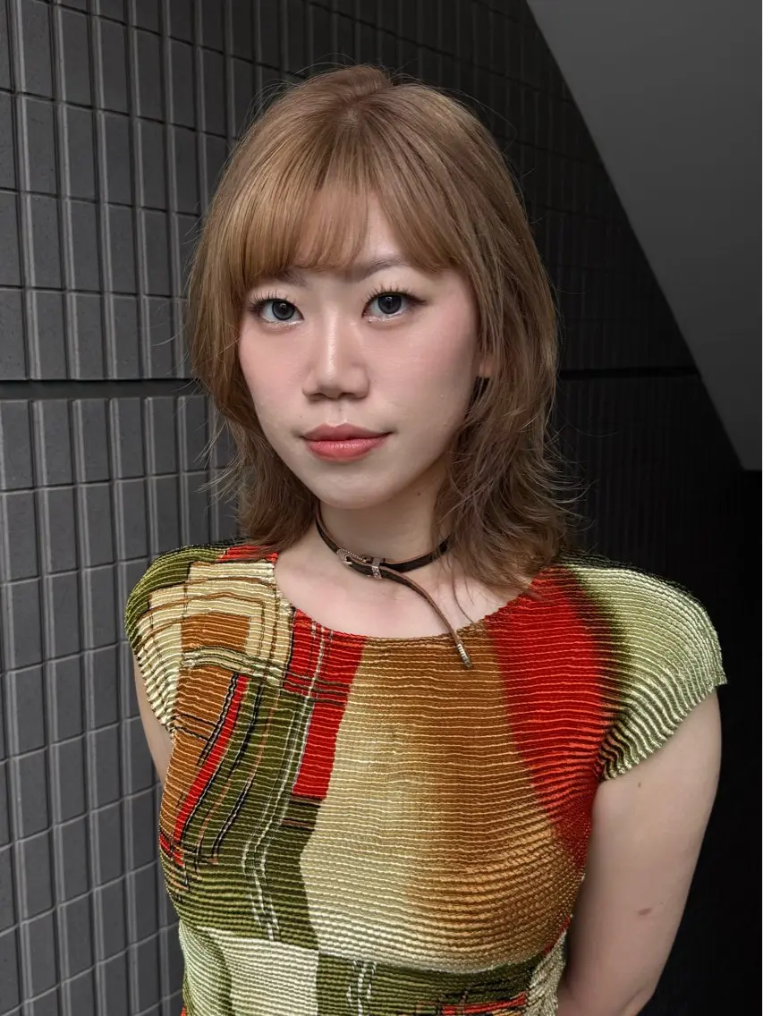 ミディアム カラー ヘアカラー レイヤー🎀Wカラー ミントベージュのヘアスタイル