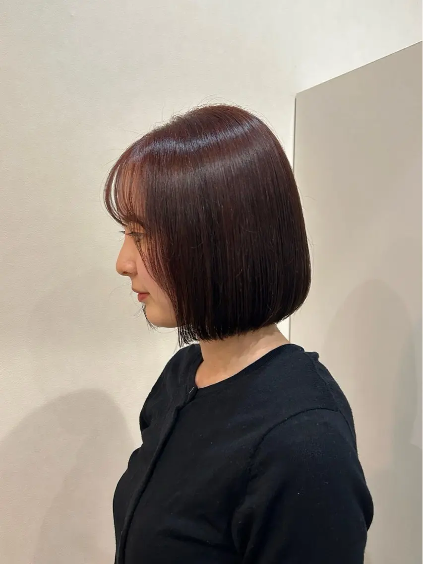 カラー ボブ カット ヘアカラー トリートメント MIDORI🎀 透明感/ベージュのヘアスタイル