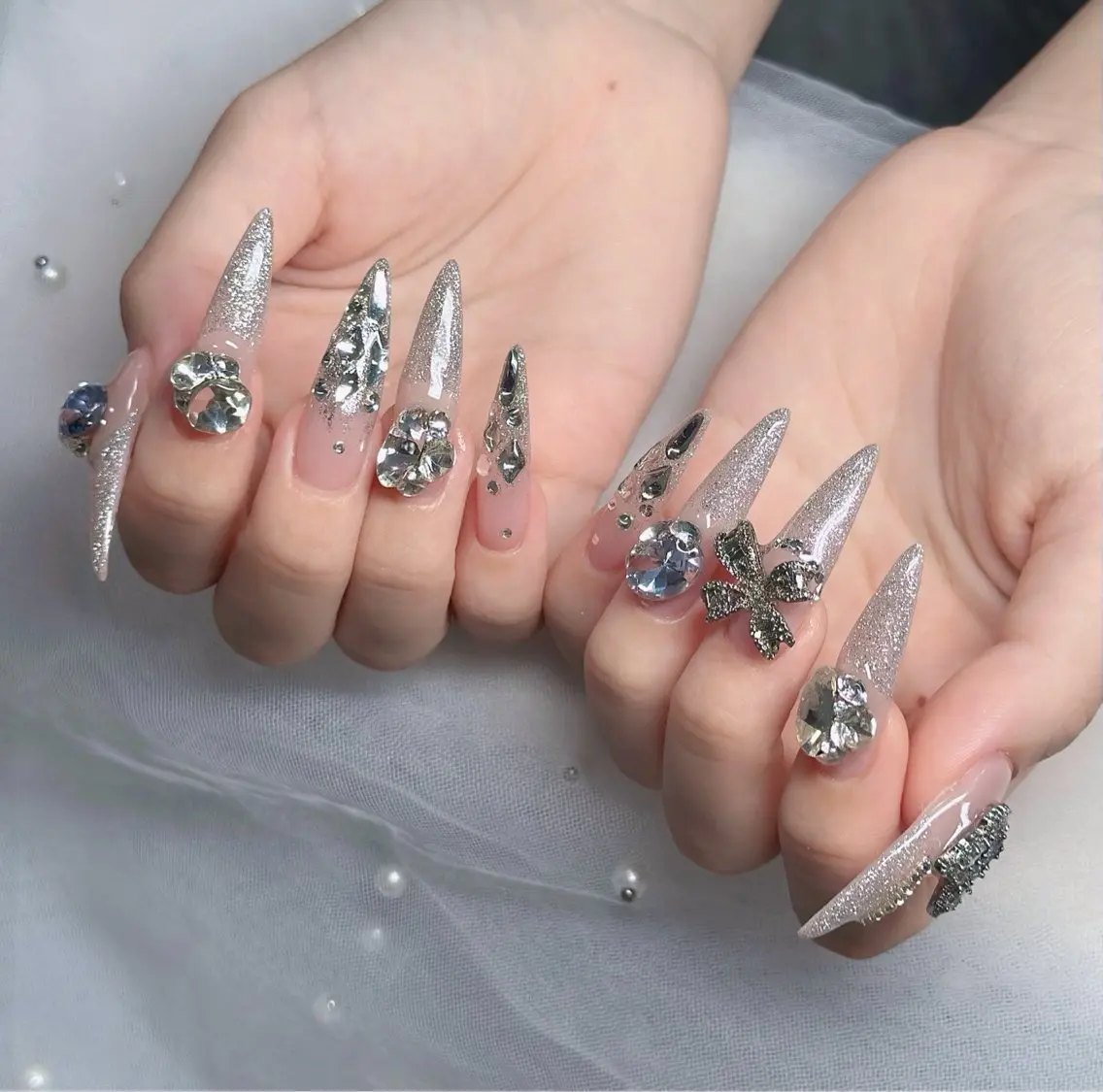 ネイル ハート キラキラネイル リボン ハンドネイル キノコ H.babynailのネイルデザイン