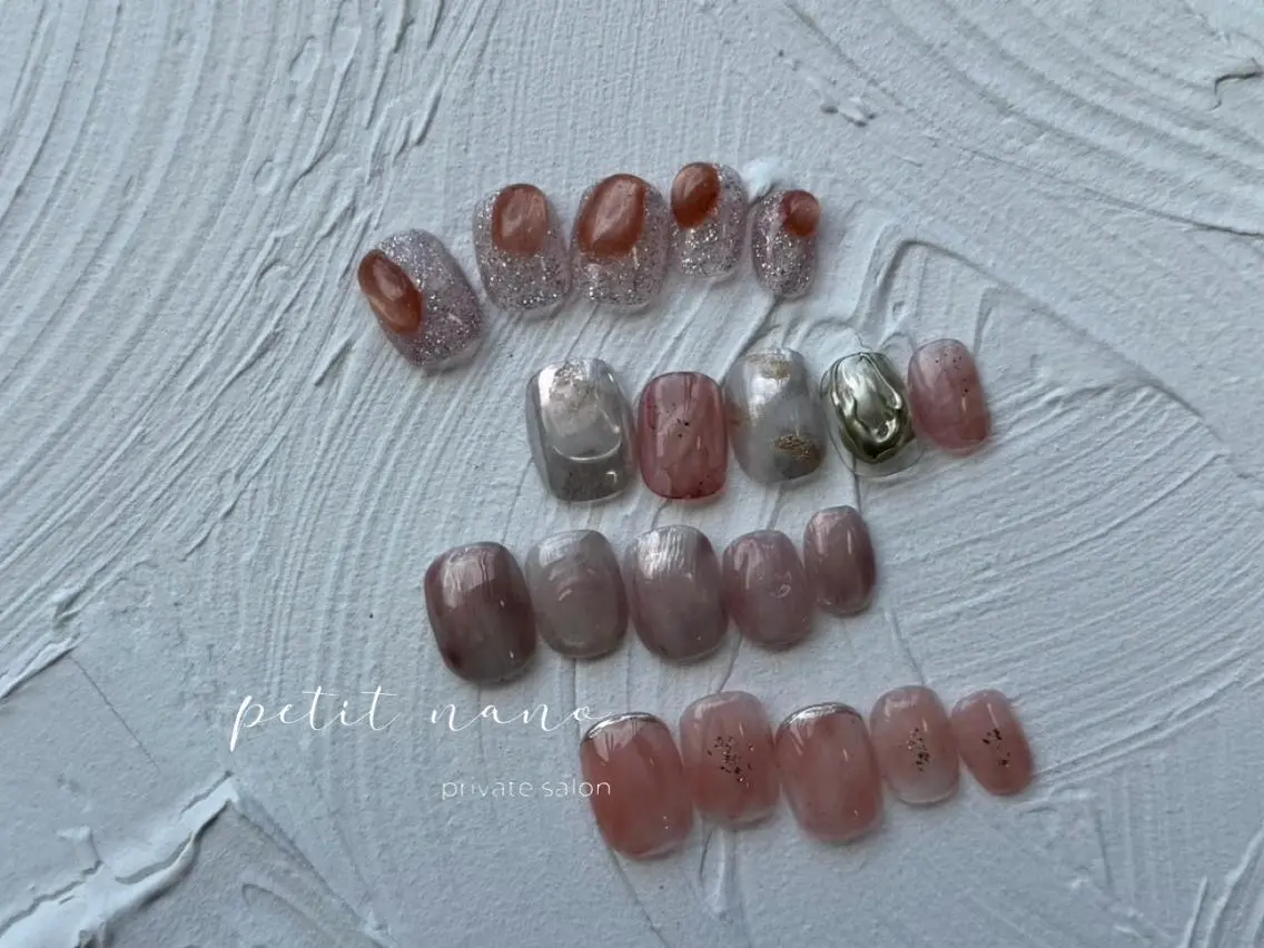 ネイル フラッシュネイル ニュアンスネイル ピンク 春ネイル ハンドネイル nail◯ petitnanoのネイルデザイン